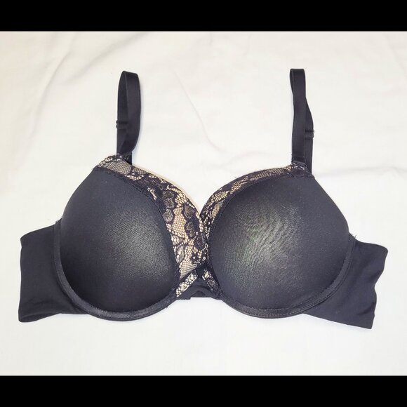 Women's 38A Push Up Padded Lift Support Underwire Add 2 Cup Plunge Bra Black - Picture 2 of 9